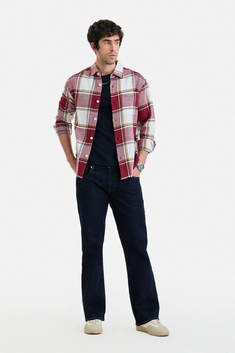 SNITCH Navy Bootcut Stretch Washed Jeans for Men | Best Price UAE